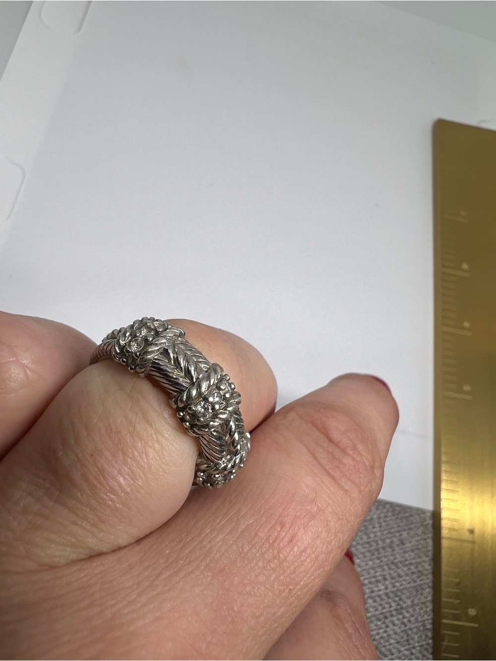 Judith Ripka Silver Braided Floral Band Ring - Picture 14 of 15